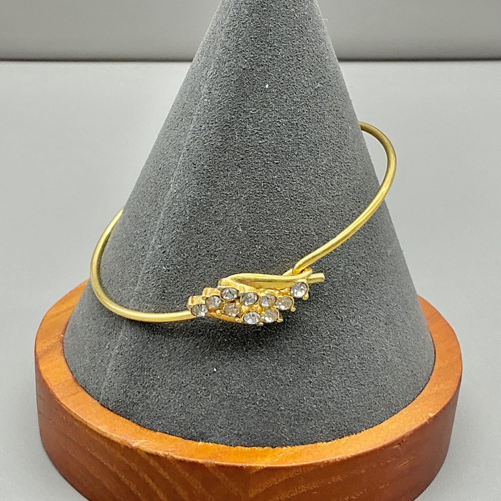 Vintage Bangle Bracelet‎ Womens Gold Tone Rhinestone Costume Jewelry 6.5 Inch